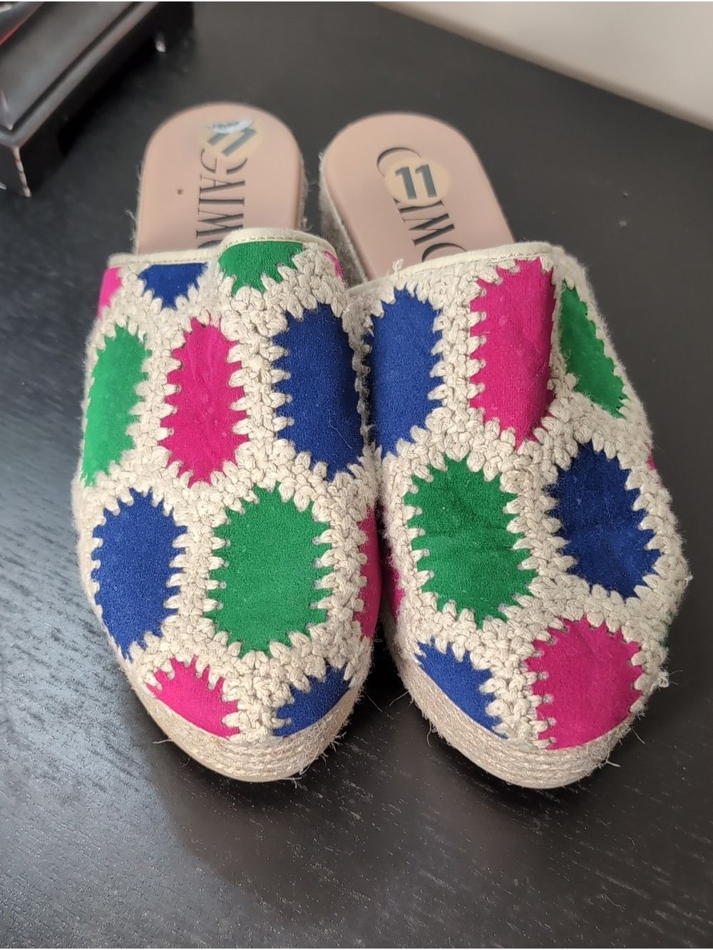 Gaimo Espadrille Mules Crochet Multicolor Size 11